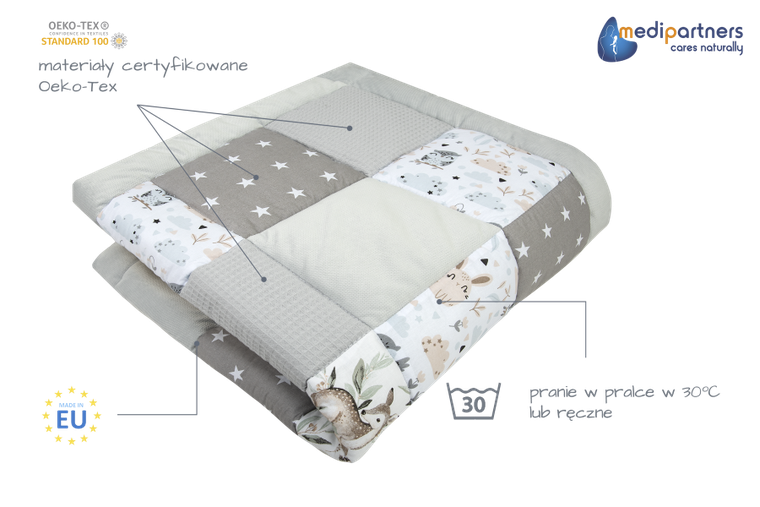 Medi Partners, Sarny, Liście, mata do zabaw, kocyk, 120-120 cm