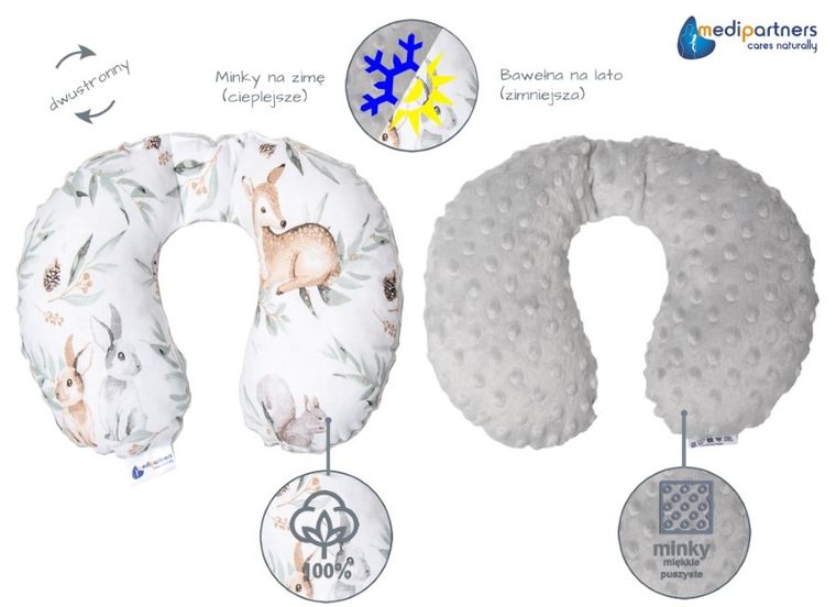 Medi Partners, Sarny, Liście, poduszka podróżna, rogal, szara