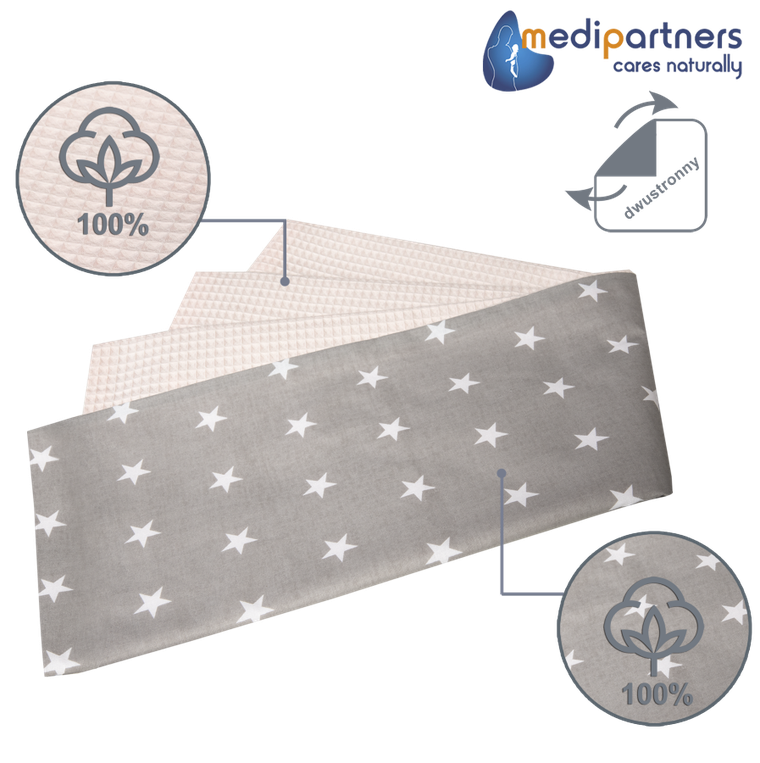 Medi Partners, Stars, kocyk, wafel, szary, 75-100 cm