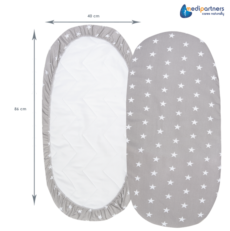 Medi Partners, Stars, prześcieradło z gumką do łóżeczka, bawełniane, 86-40 cm, 3 szt.