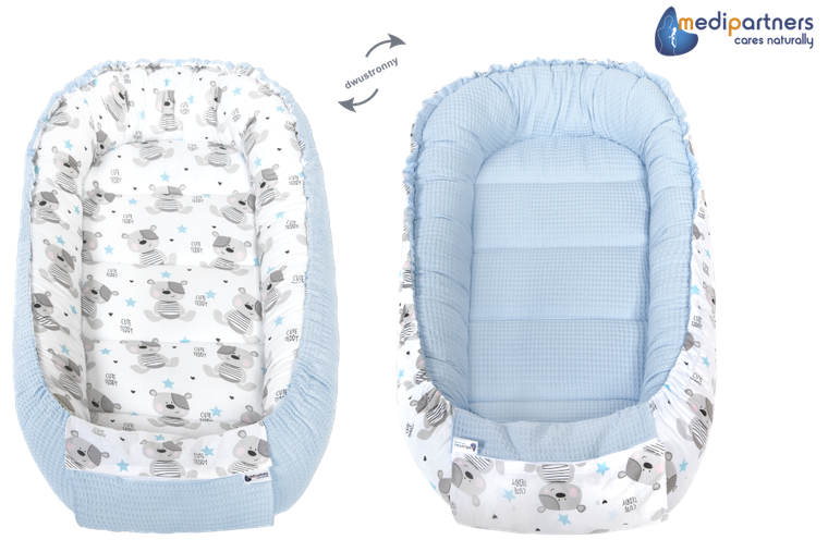 Medi Partners, Teddy, gniazdo niemowlęce, kokon, wafel, błękit