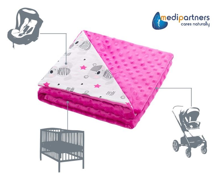 Medi Partners, Teddy, kocyk minky, różowy, 75-100 cm