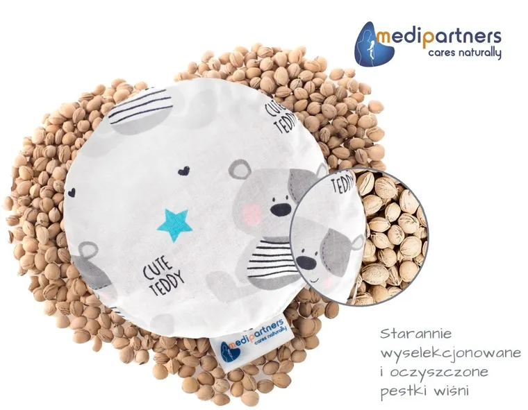 Medi Partners, Teddy, mały termofor z pestkami wiśni, błękit