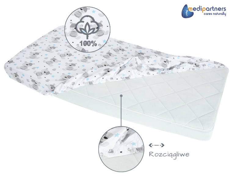 Medi Partners, Teddy, prześcieradło z gumką, 60-120 cm