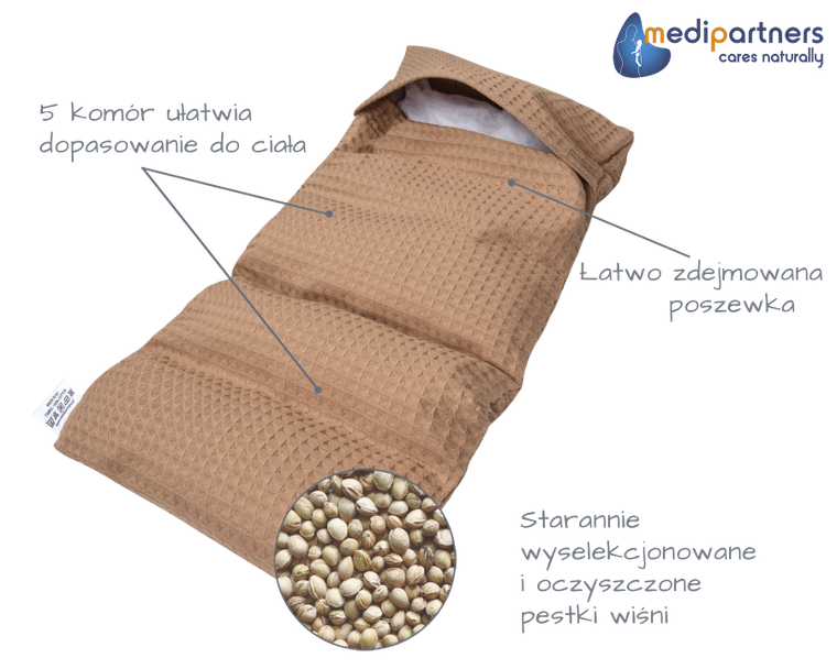 Medi Partners, termofor 5-komorowy z pestkami wiśni, wafel, beż