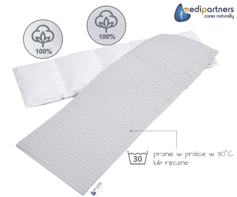 Medi Partners, termofor 5-komorowy z pestkami wiśni, wafel, szary