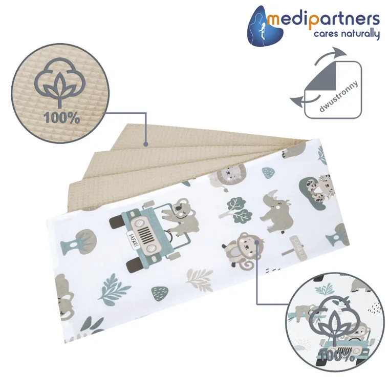 Medi Partners, Zoo, kocyk bawełniany, wafel, 75-100 cm