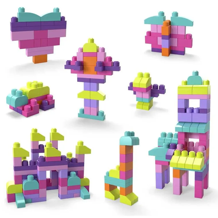 MEGA Bloks, Torba różowa, klocki, 80 elementów