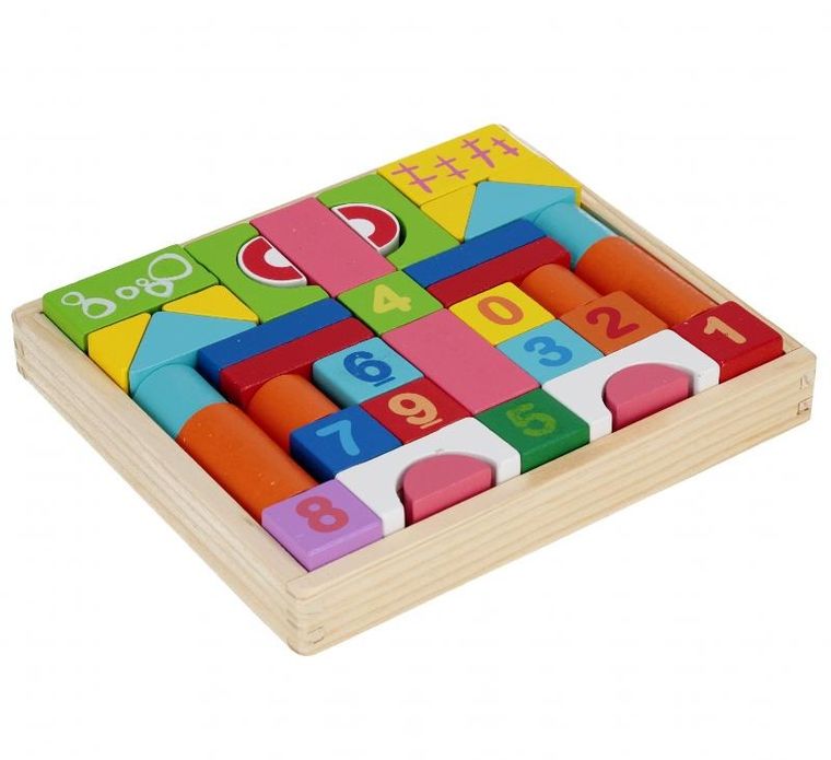 Mega Creative, klocki drewniane, kolorowe