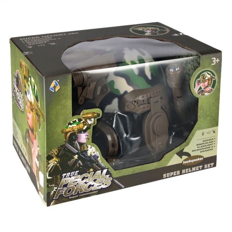 Mega Creative, zestaw wojskowy z kaskiem z lornetką, latarka i goglami