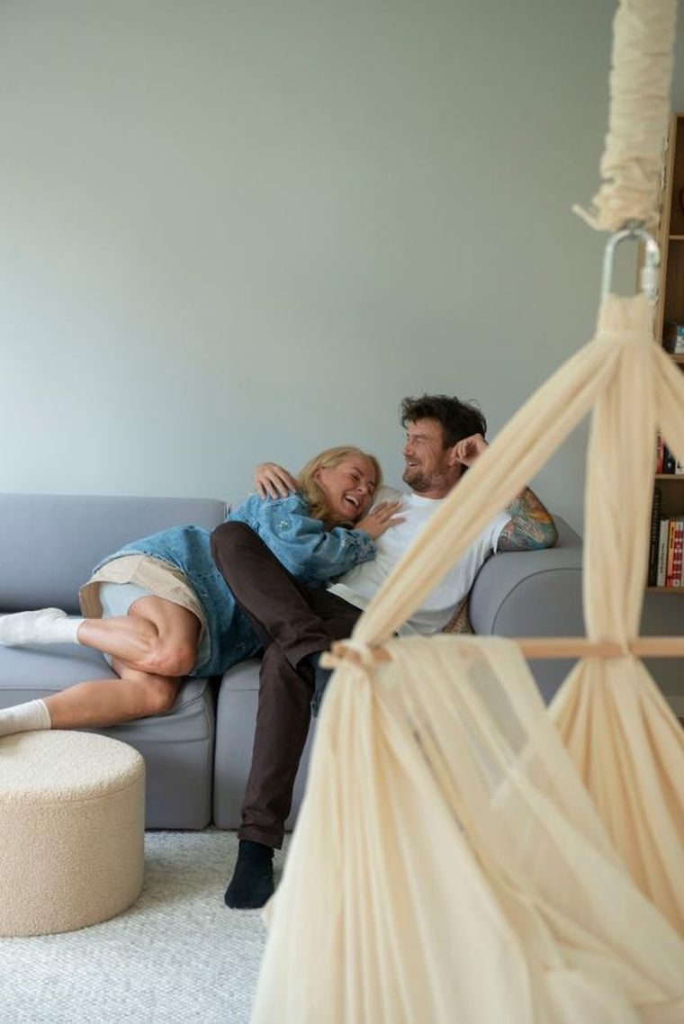 Membantu, Premium, hamak-huśtawka dla bliźniąt, podwójna, beżowa