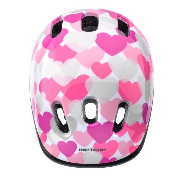 Meteor, kask rowerowy, S 48-52 cm, Pink hearts