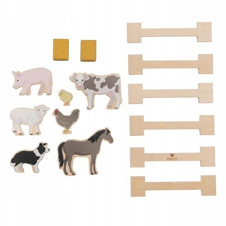 Micki, Farma, Zwierzątka na wsi, duże klocki drewniane