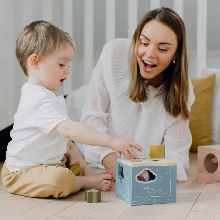 Micki, sorter drewniany, niebieski