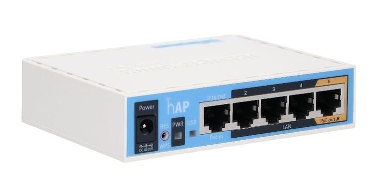 MikroTik, hAP, router WiFi, RB951Ui-2nD, 2,4GHz, 5xRJ45 100Mb/s