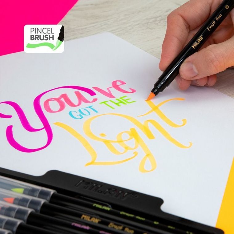 Milan, Brush Fluo, flamastry pędzelkowe, 6 kolorów