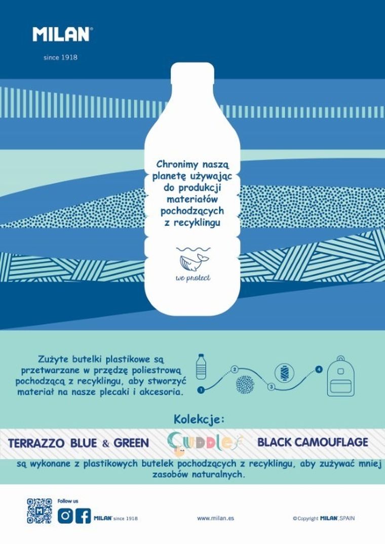 Milan, Terrazzo Blue, plecak skolny, 21 l