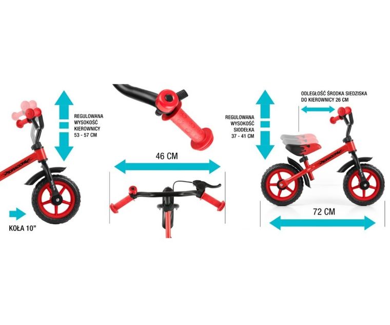 Milly Mally, Dragon, rowerek biegowy z hamulcem, candy
