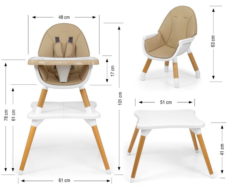 Milly Mally, Malmo, krzesełko do karmienia 2w1, beige