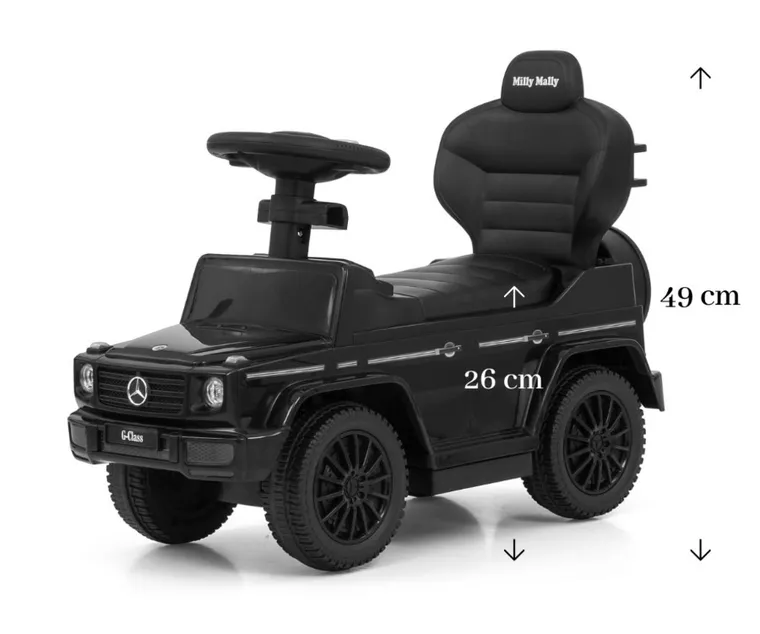 Milly Mally, Mercedes-Benz, G350d, jeździk z rączką, Black