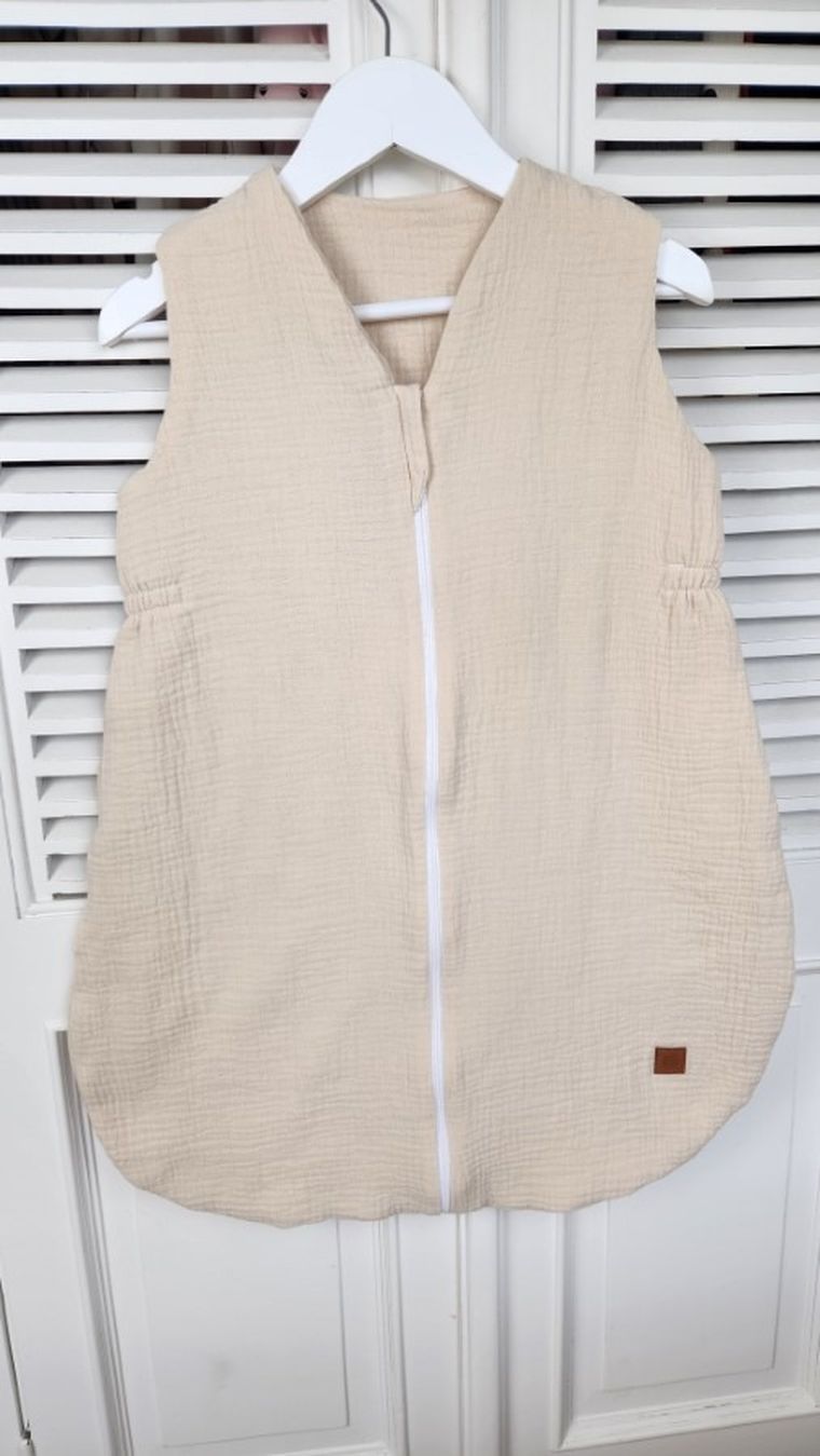 MimiNu, Avi, muślinowy śpiworek na suwak, ciepły beż, letni, TOG 0.5, 3-12m