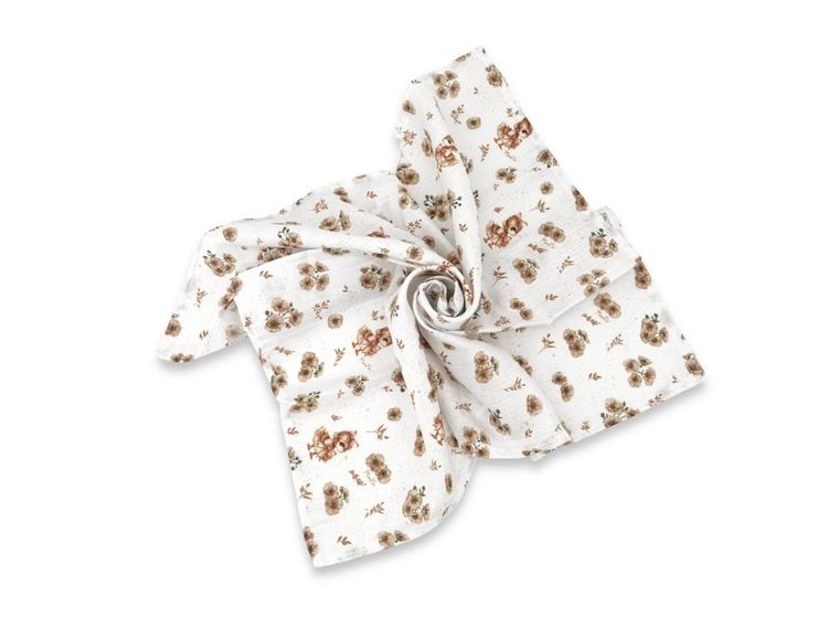 MimiNu, Duo, Kaczuszki, pielucha muślinowa, beż, 75-75 cm, 2 szt.