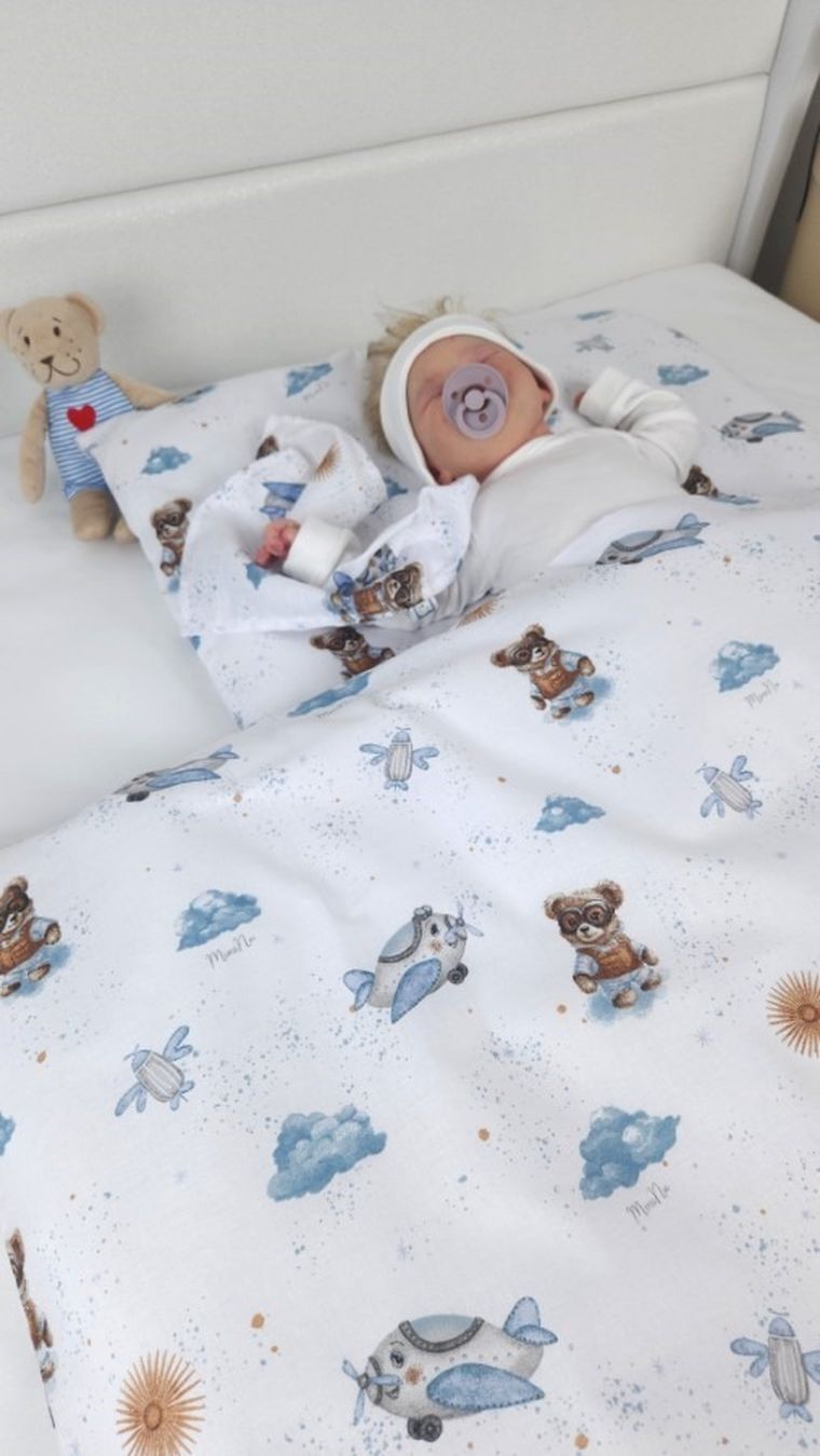 MimiNu, Duo, Misie, poszewka na poduszkę, błękit, 60-40 cm, 2 szt.