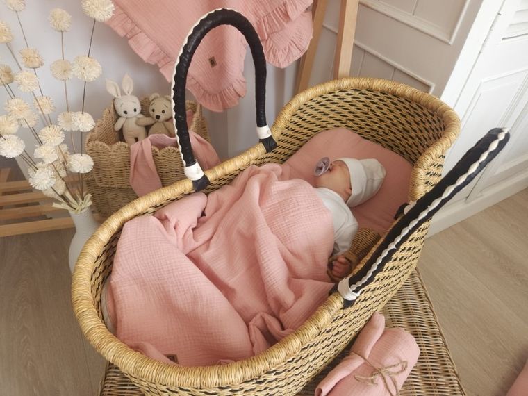 MimiNu, Duo, zestaw do gondoli, kosza Mojżesza, muślin, pudrowy róż