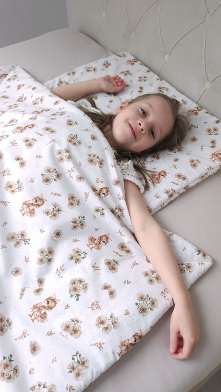 MimiNu, Kaczuszki, 2-częściowy komplet pościeli z wypełnieniem, beż, 120-90 cm