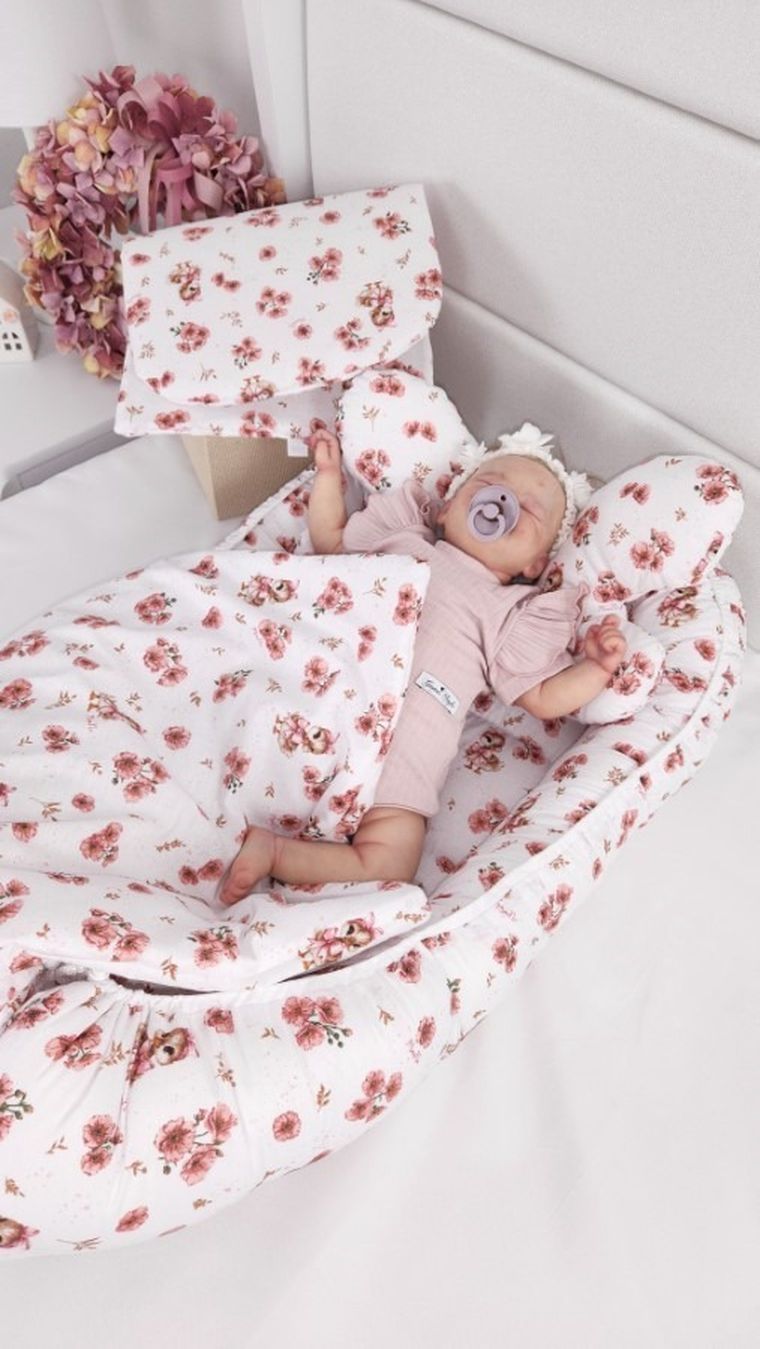 MimiNu, Kaczuszki, kokon, gniazdo niemowlęce, pudrowy róż, 55-75 cm