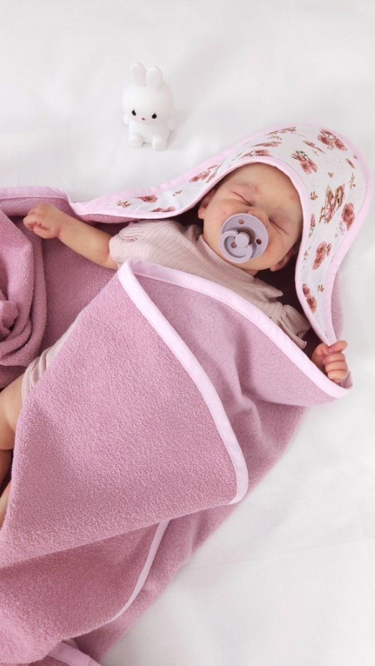 MimiNu, Kaczuszki, okrycie kąpielowe termofrotte, pudrowy róż