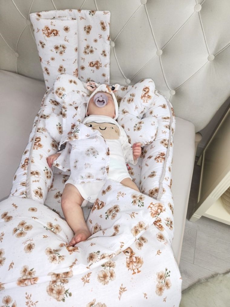 MimiNu, Kaczuszki, poduszka antywstrząsowa, motylek, beż