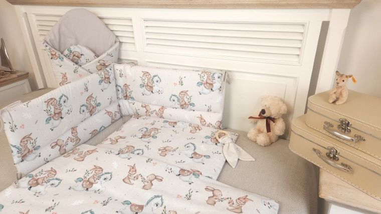 MimiNu, Karuzela, 5-częściowy komplet pościeli, 120-90 cm