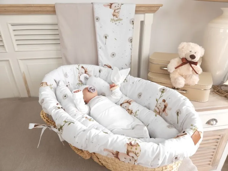 MimiNu, Kotki, zestaw do gondoli/kosza Mojżesza: ochraniacz, poduszka, materac