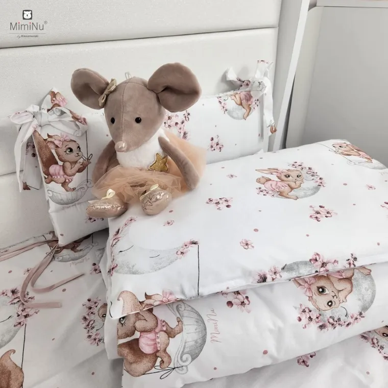 MimiNu, Lili, 2-częściowy komplet pościeli, pudrowy róż, 135-100 cm