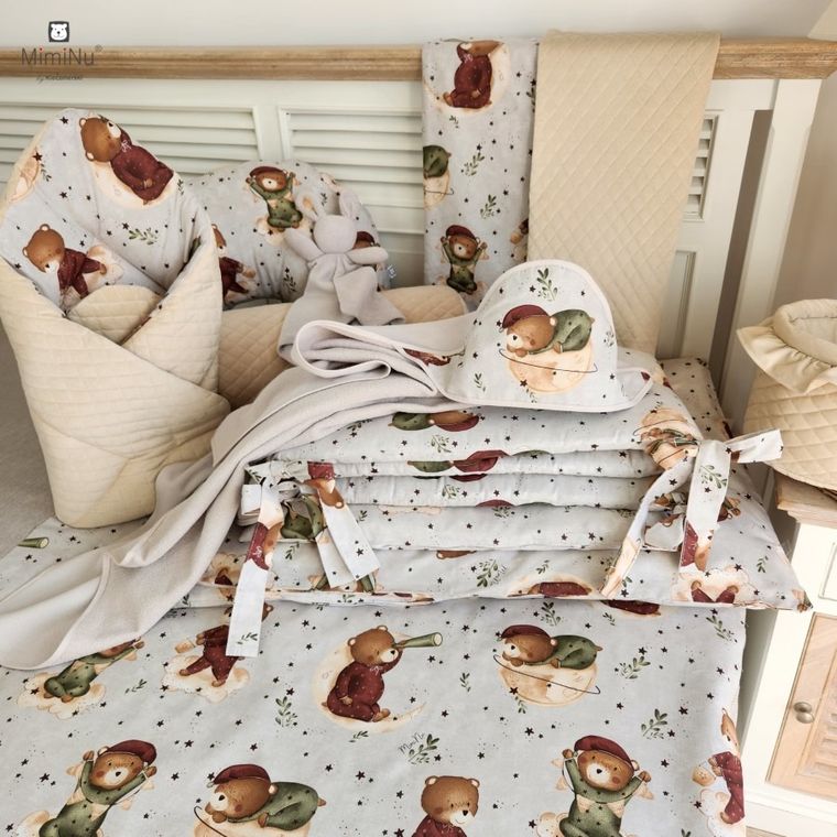 MimiNu, Miś na Księżycu, 2-częściowy komplet pościeli, 120-90 cm