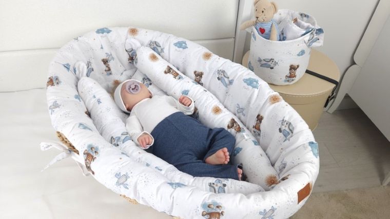 MimiNu, Misie, koszyk na zabawki z uszami, błękit