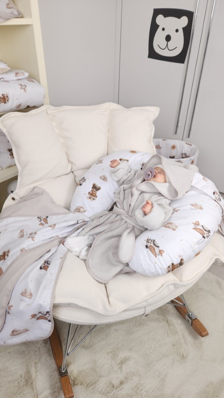 MimiNu, Misie, lekki kocyk dziecięcy, jersey, beż, 75-100 cm