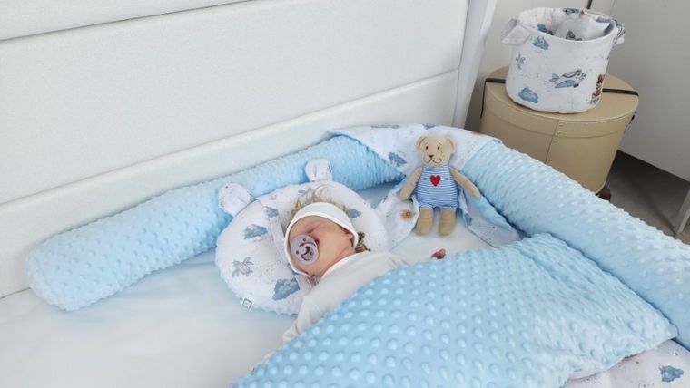 MimiNu, Misie, maskotka sensoryczna, jersey, błękit