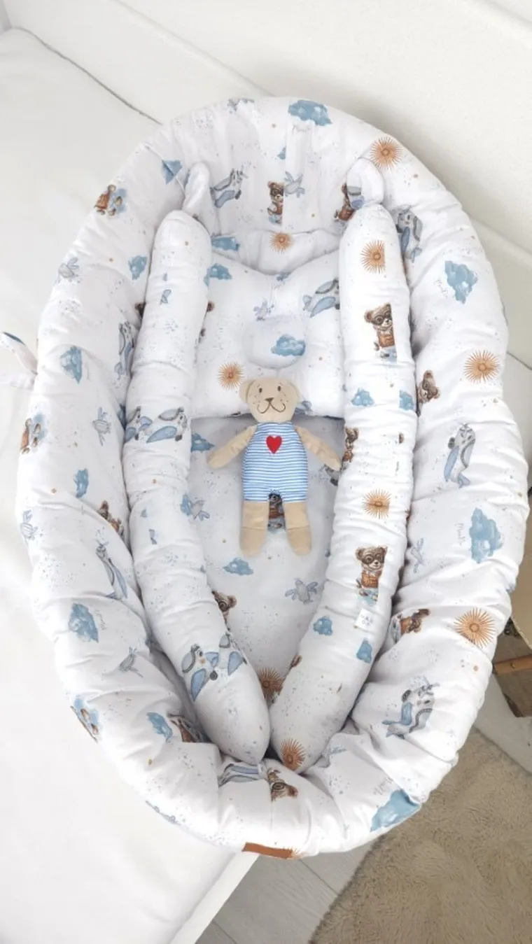 MimiNu, Misie, poduszka ergonomiczna, błękit