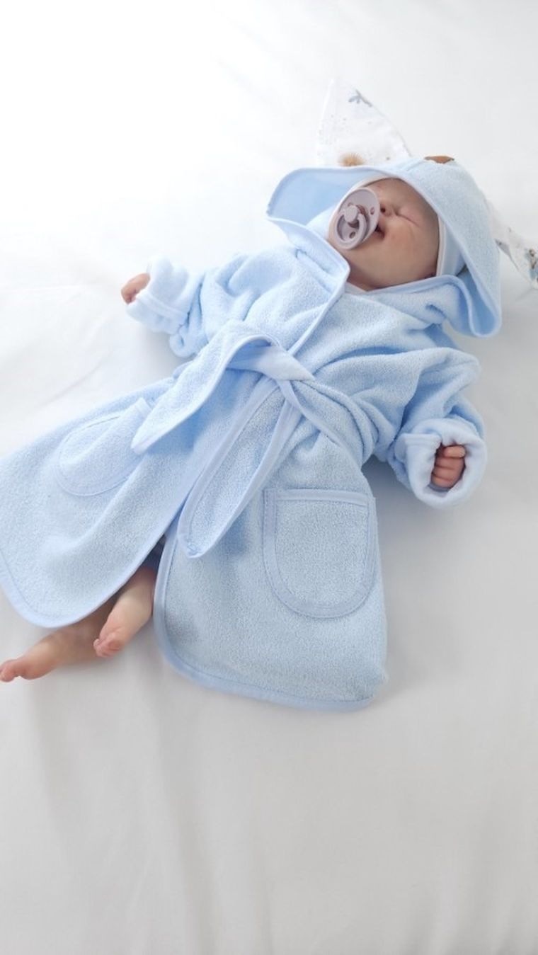 MimiNu, Misie, szlafrok termofrotte, błękit, rozmiar 86