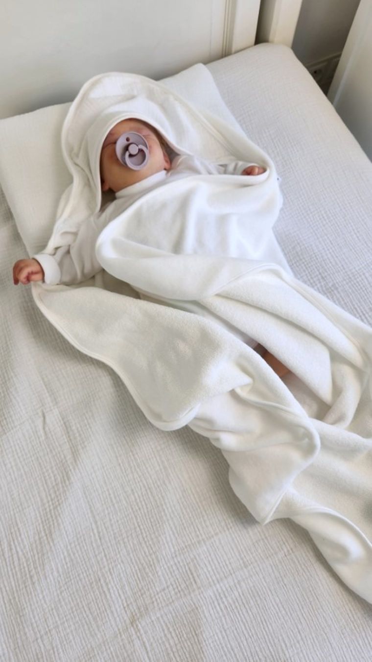 MimiNu, muślinowe okrycie kąpielowe, śmietanka, 80-80 cm