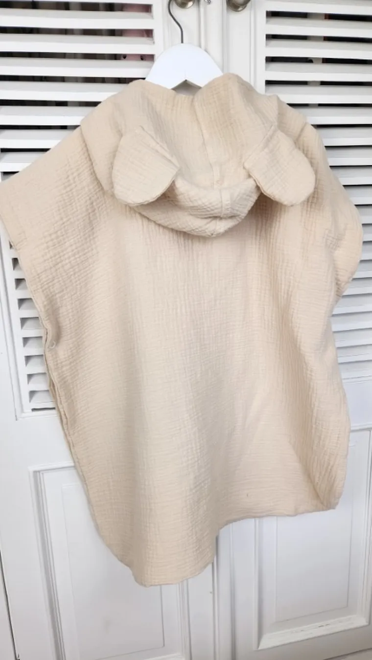 MimiNu, muślinowe ponczo plażowe, szybkoschnące, ciepły beż, 4-7 l.