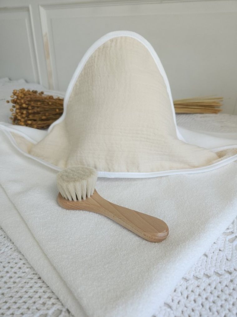 MimiNu, okrycie kąpielowe, muślin, ciepły beż, 100-100 cm