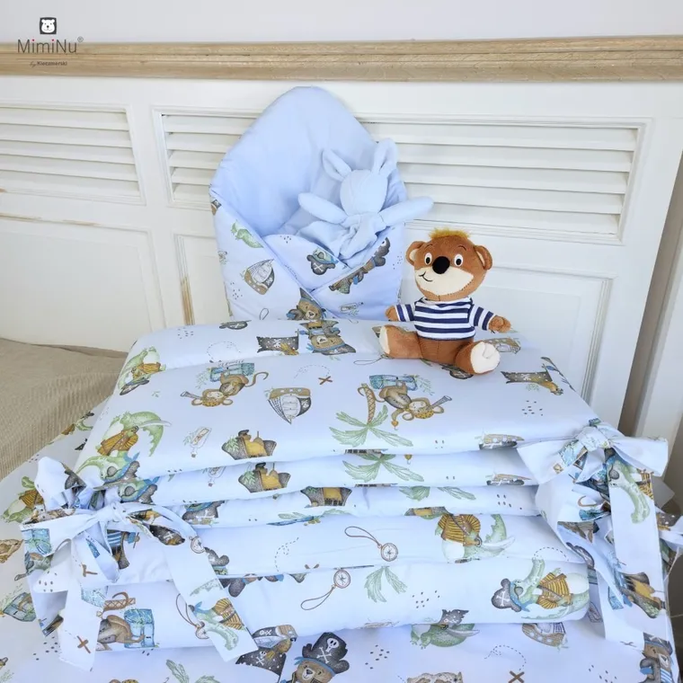 MimiNu, Piraci, 3-częściowy komplet pościeli, błękit, 100-135 cm