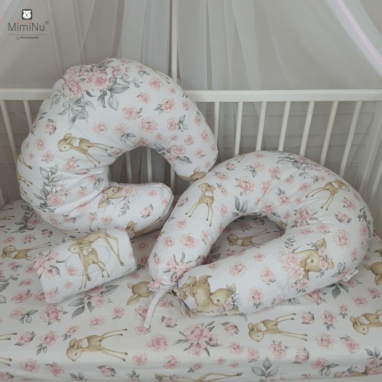 MimiNu, Sarenki, prześcieradło bawełniane z gumką, różowe, 80-160 cm