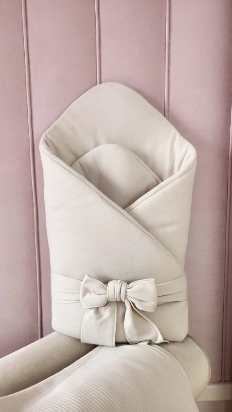 MimiNu, Soft, rożek niemowlęcy, wiązany, beż, 0-3 m