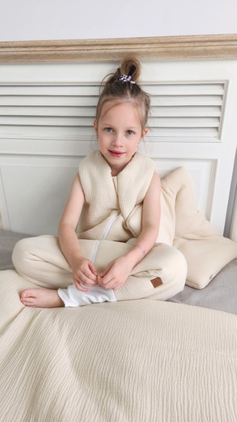 MimiNu, śpiworek z nogawkami, muślin, ciepły beż, całoroczny, TOG 2-2.5, rozmiar S, 1-2.5 l