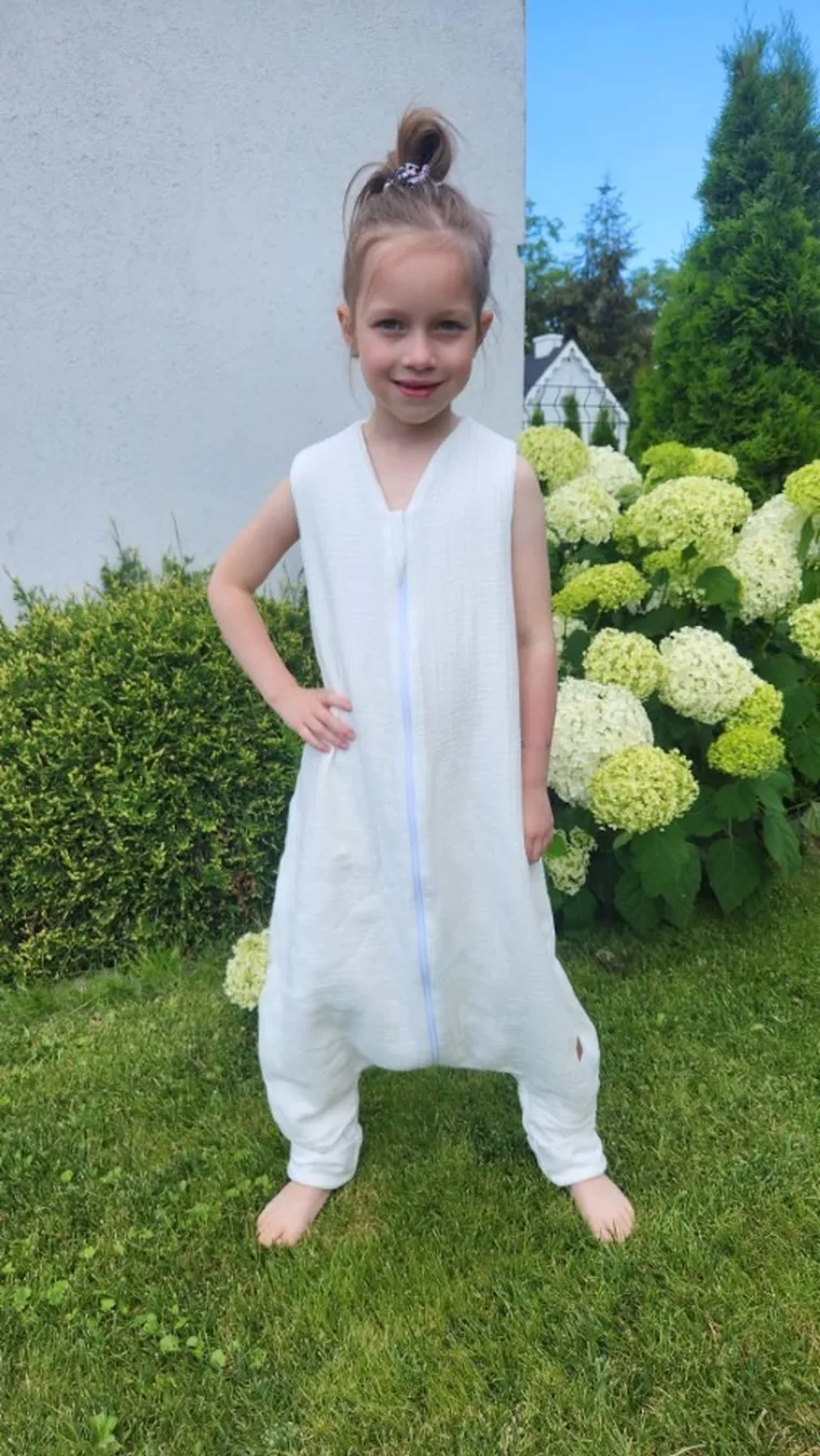 MimiNu, śpiworek z nogawkami, muślin, letni, śmietanka, TOG 0.5, rozmiar M, 2-6 l