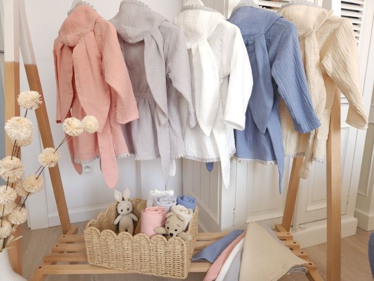 MimiNu, szlafroczek muślinowy, szary, rozmiar 86, 6m-2 l.